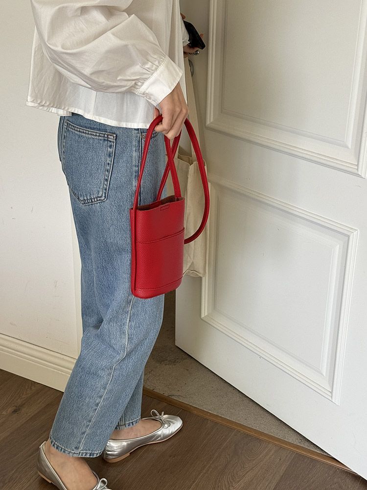 South Korea New Casual Crossbody Mobile Phone Bag Ins Simple Red Cute Mini Vertical Small Bag Coin Purse For Women - Image 5